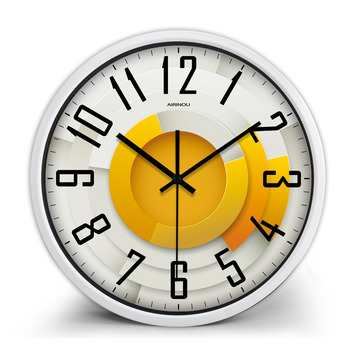 Silver Wall Clock Black 12/14/16 Inch Round Creative Metal Glass Large