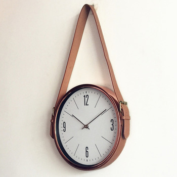 Personalized Wall Clocks 10/12/15 Inch Unique Metal Round Leather Hanging