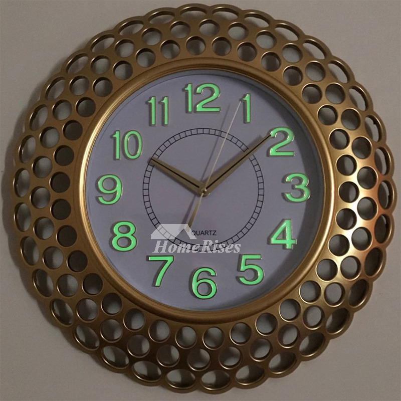 Oversized 20 Inch Wall Clock Round Plastic Glass Rose Gold Living Room