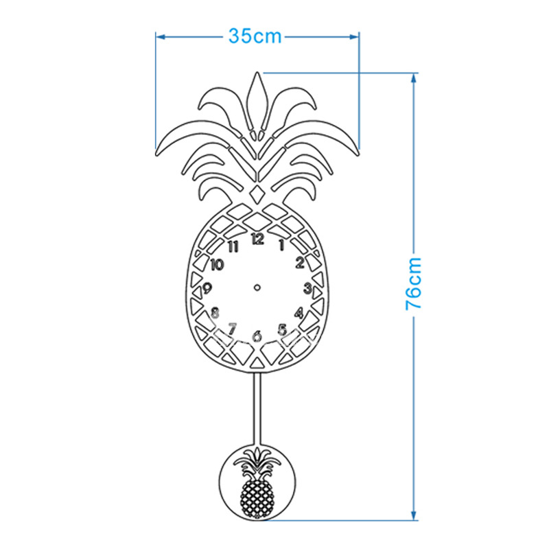 Long Wall Clocks Stainless Steel Pendulum Rose Gold/Silver Pineapple