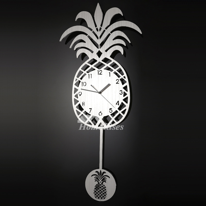 Long Wall Clocks Stainless Steel Pendulum Rose Gold/Silver Pineapple