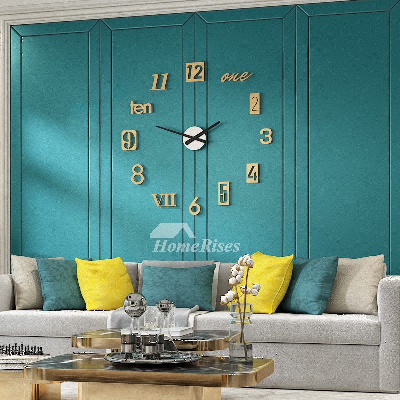 Diy Wall Clock Stainless Steel Brushed Silver/Gold Decorative Quiet