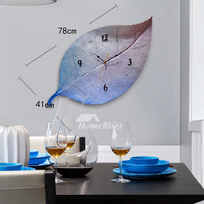 Novelty Wall Clocks Oversized Resin Leaf Personalized Silent 30 Inch