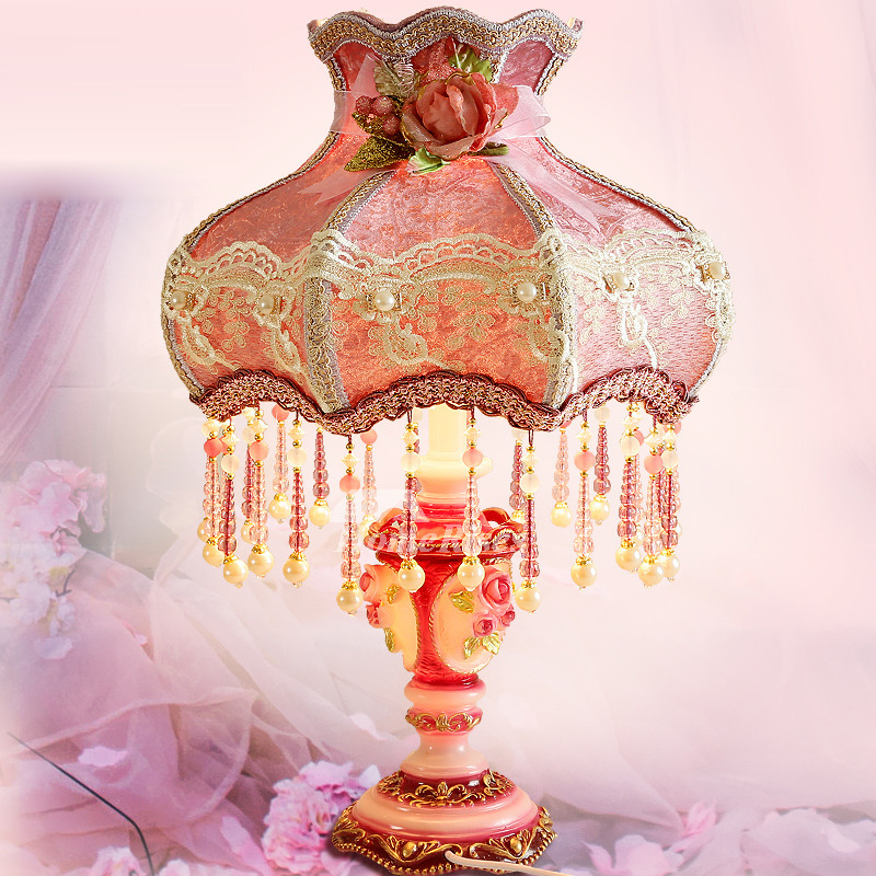 Vintage Lamps Purple Living Room Fabric Resin Table Reading Bedside