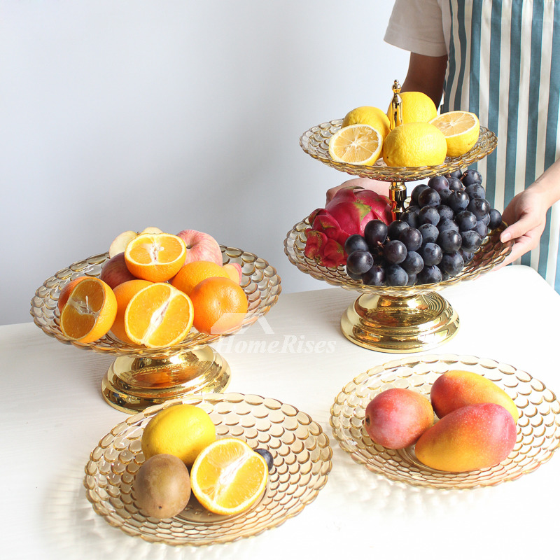 AllTopBargains 4pc Fruit Bowl Centerpiece Pedestal Crystal Clear Plastic Dessert Display Stand, Size: 9.8