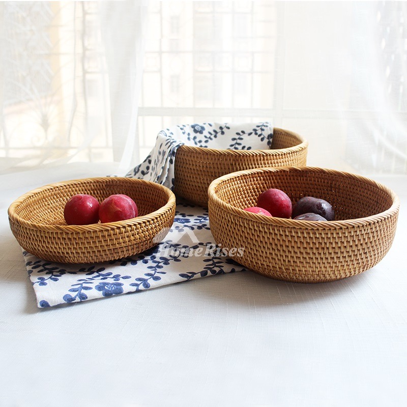Rustic Fruit Bowl Rattan Creative Kitchen Farmhouse Best Good Quality