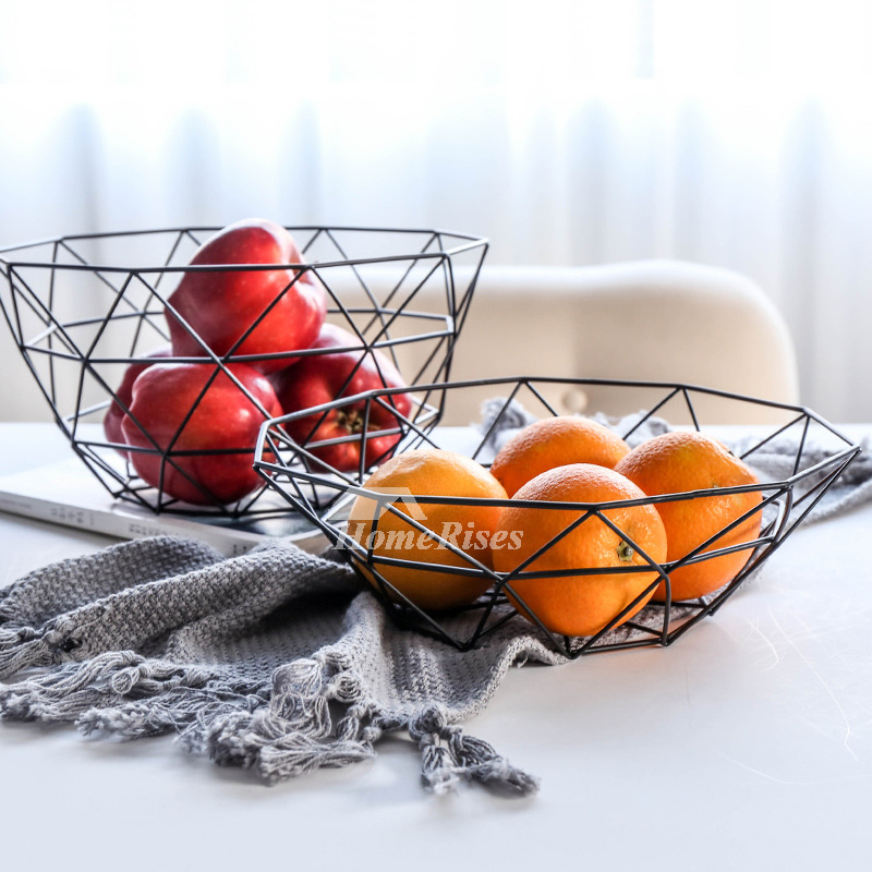 Black Fruit Bowl Metal Modern Kitchen Breakfast Large Best