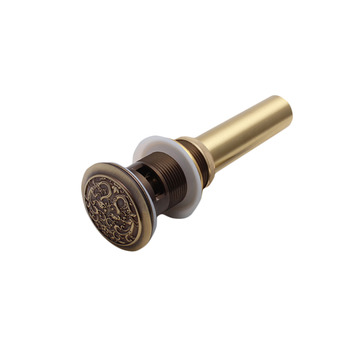 LTJ Luxury Carved Antique Brass Drains Bathroom Sink Pop-Up
