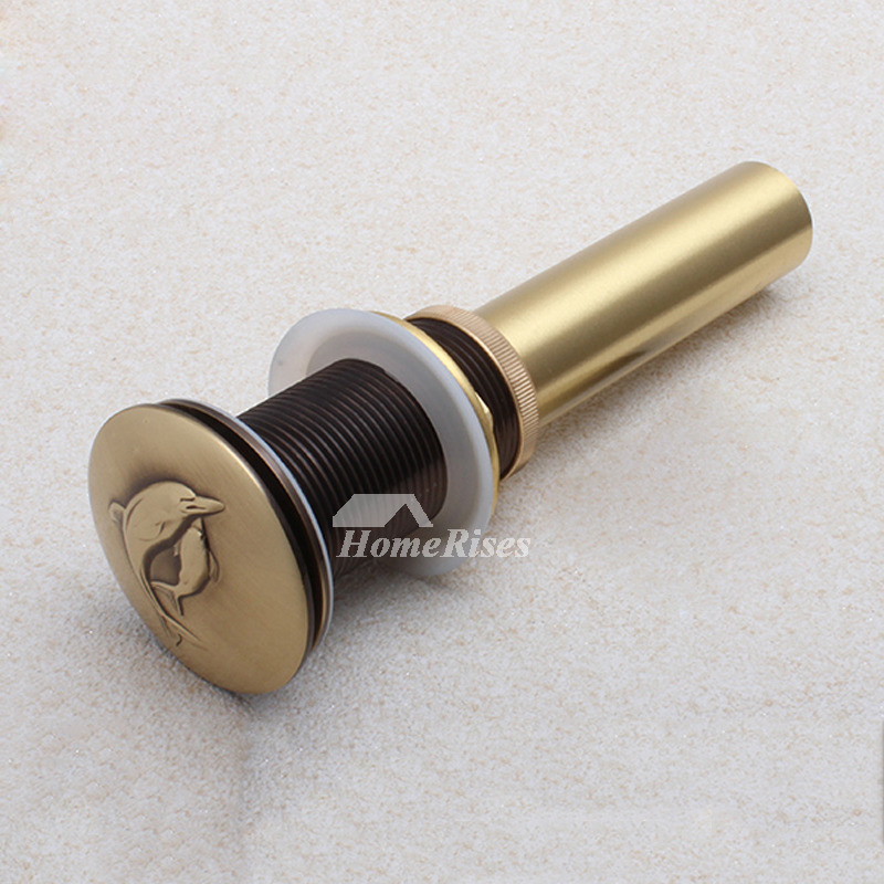 LTJ Luxury Bathroom Sink Drains Gold Antique Brass Carved Pop Up