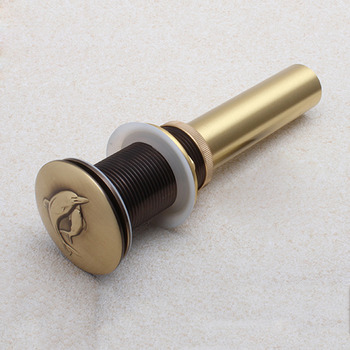 LTJ Luxury Bathroom Sink Drains Gold Antique Brass Carved Pop Up