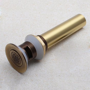 LTJ Carved Drain Bathtub Sink Luxury Flip Antique Brass Vintage Drain
