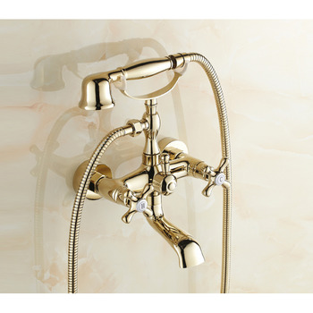 Clawfoot Tub Faucet Polished Brass Wall Mount Luxury Vintage 2 Handle