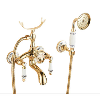 Clawfoot Tub Faucet Polished Brass Rose Gold Wall Mount 2 Handle