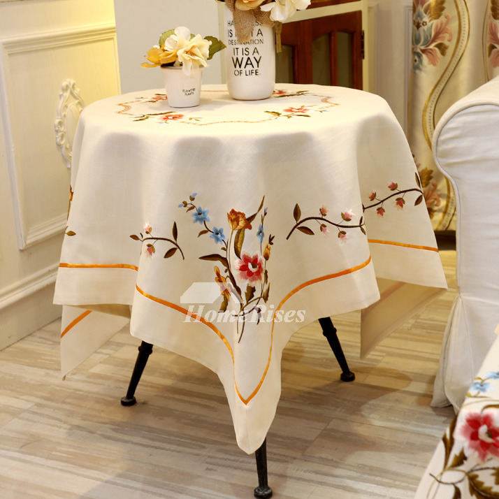 Round Tablecloths Embroidered Champagne For Sale Wholesale