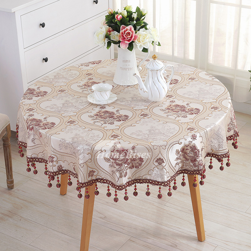Vintage Round Cheap Tablecloths Pink/Brown/Beige 72 Inch Best