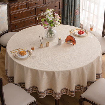 Round Tablecloths 72 Inch Blue/White Polyester&Cotton Wholesale Dinning