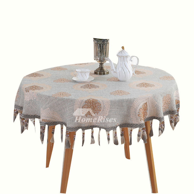 Rustic 70 Inch Round Tablecloth Blue Linen/Cotton Discount Elegant
