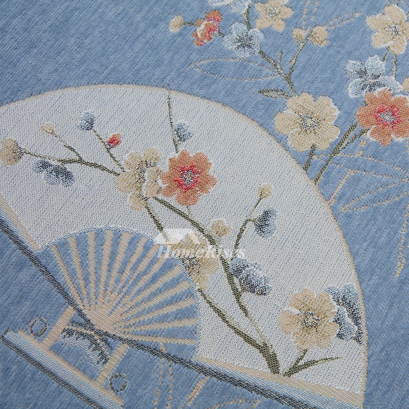 Tablecloths For Less Blue/Cream/Purple Jacquard Round Polyester Fabric