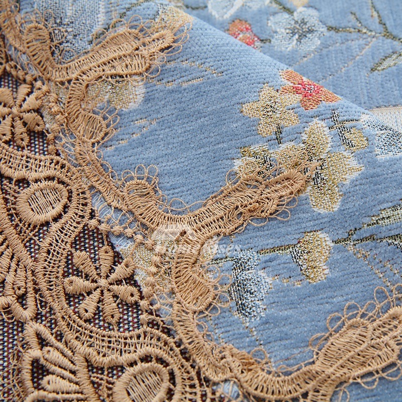 Tablecloths For Less Blue/Cream/Purple Jacquard Round Polyester Fabric