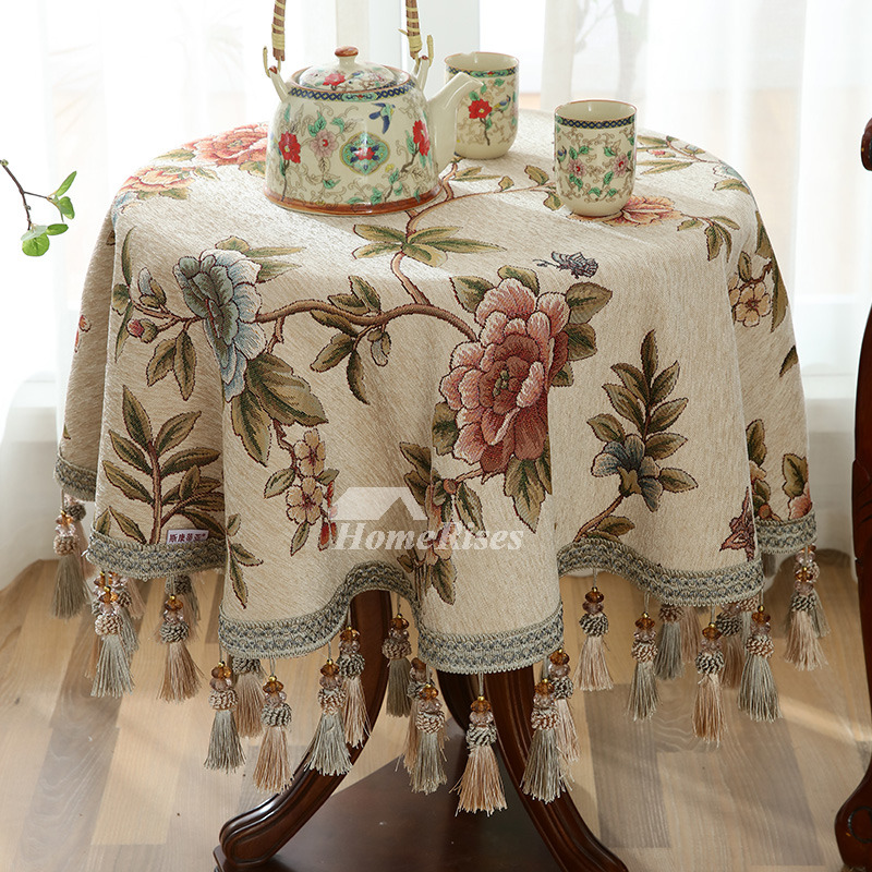 Round Cloth Tablecloths 70 Inch Polyester For Less Blue/Brown