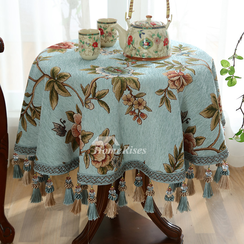 Round Cloth Tablecloths 70 Inch Polyester For Less Blue/Brown