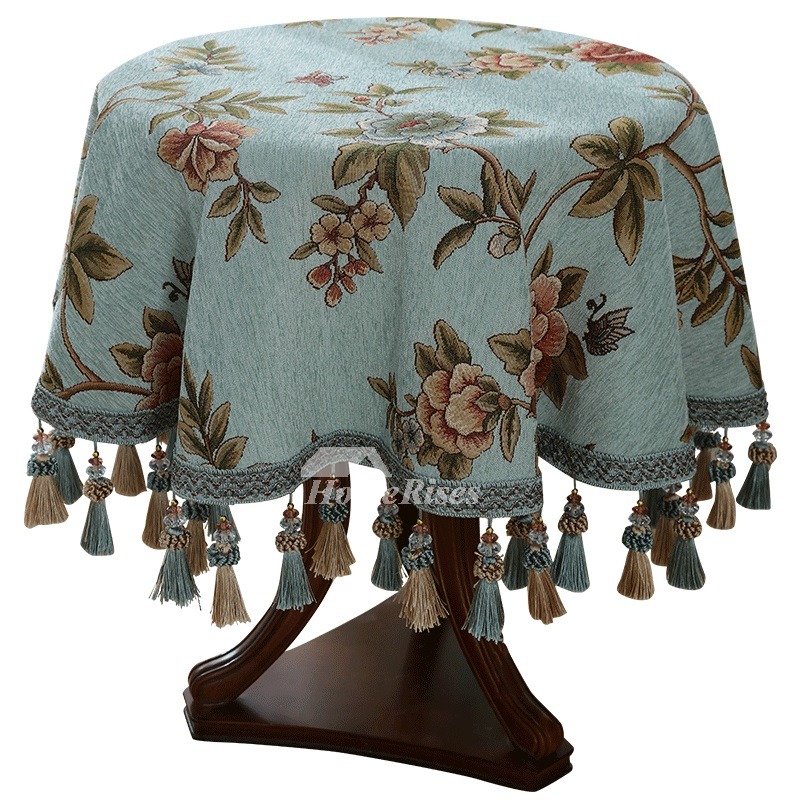 Round Cloth Tablecloths 70 Inch Polyester For Less Blue/Brown