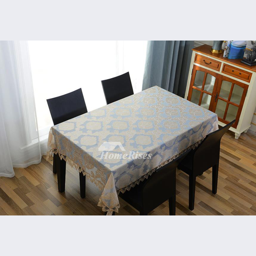 Discount Tablecloths Polyester Cloth Dining Room Blue Jacquard