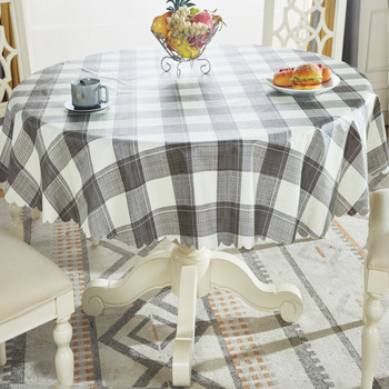  Tablecloths Round Pvc Waterproof Plaid Gray/Blue/Green 70 Inch