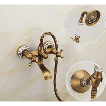 Clawfoot Tub Faucet Wall Mount Bathroom Antique Brass Brushed