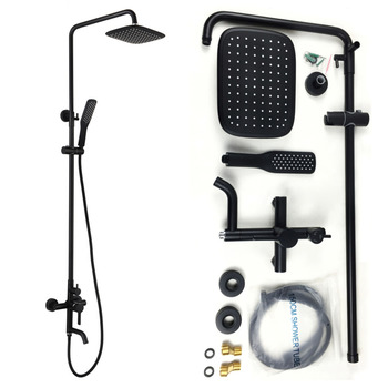 Black Shower Faucet Oil-Rubbed Bronze Brass Wall Mount Bathroom