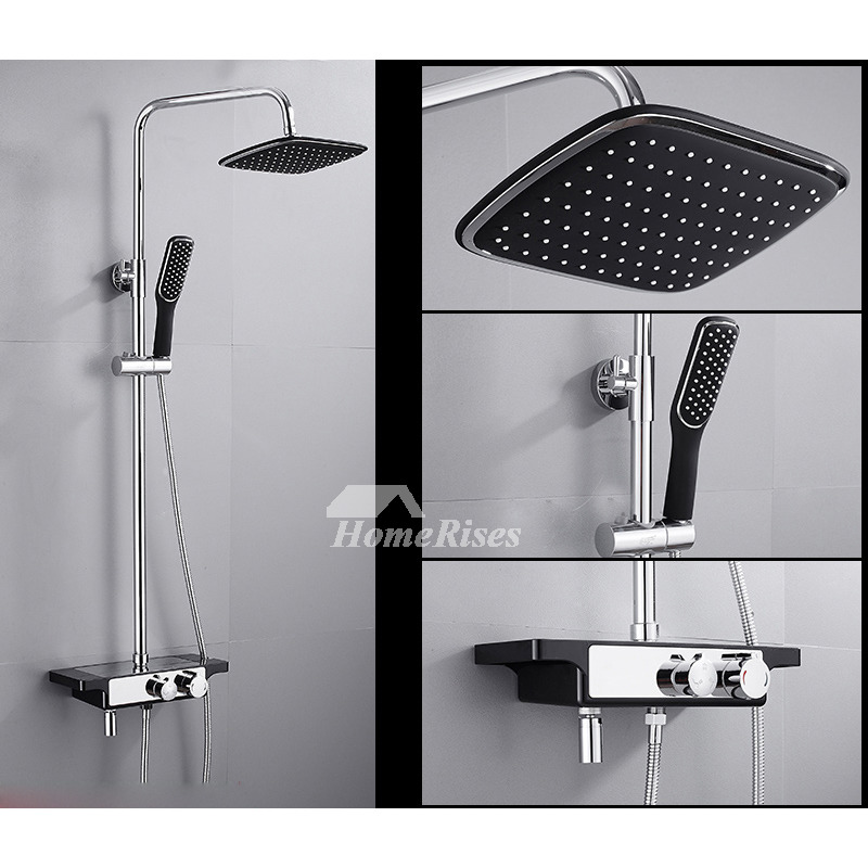 Shower Systems Exposed Modern White/Black Wall Mount Fixture