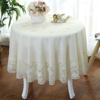 70 Inch Round Tablecloth PVC Waterproof Dining Room Ivory For Sale