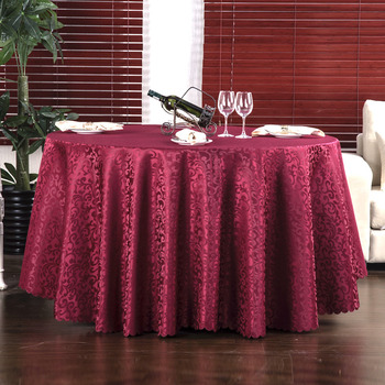 Burgundy 120 Round Tablecloth White/Gold/Brown Dining Room Jacquard