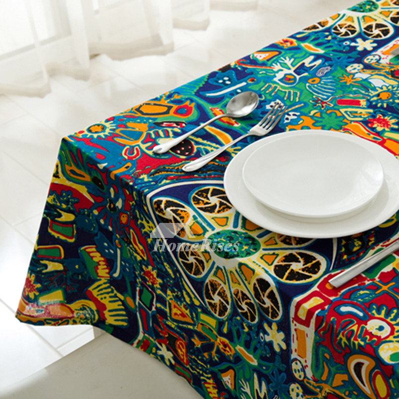 Retro Vintage Tablecloths Cotton Linen Rectangule/Square Colorful