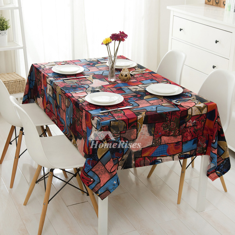 Retro Vintage Tablecloths Cotton Linen Rectangule/Square Colorful