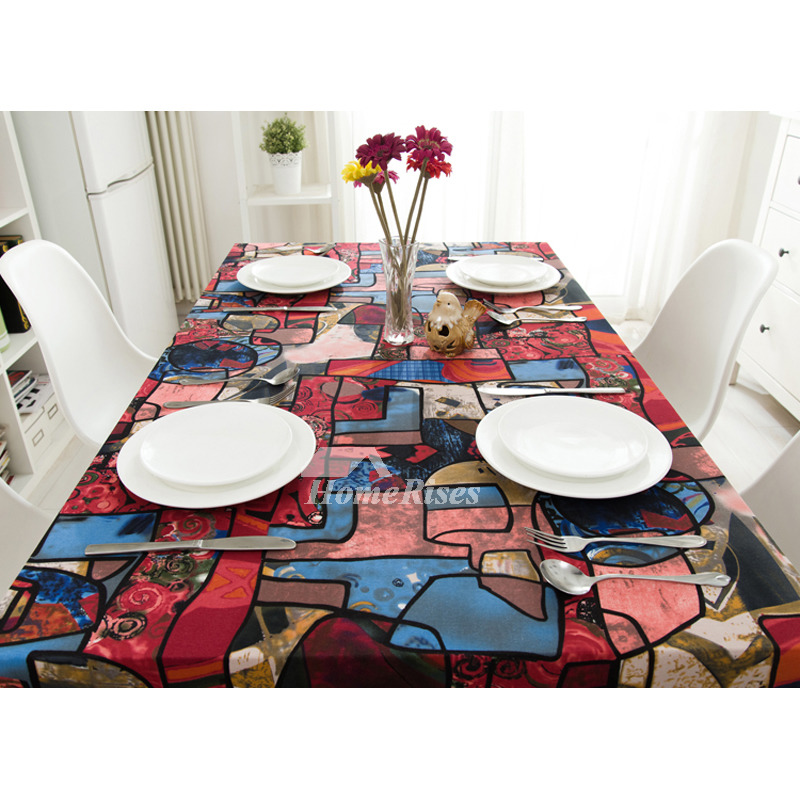 Retro Vintage Tablecloths Cotton Linen Rectangule/Square Colorful