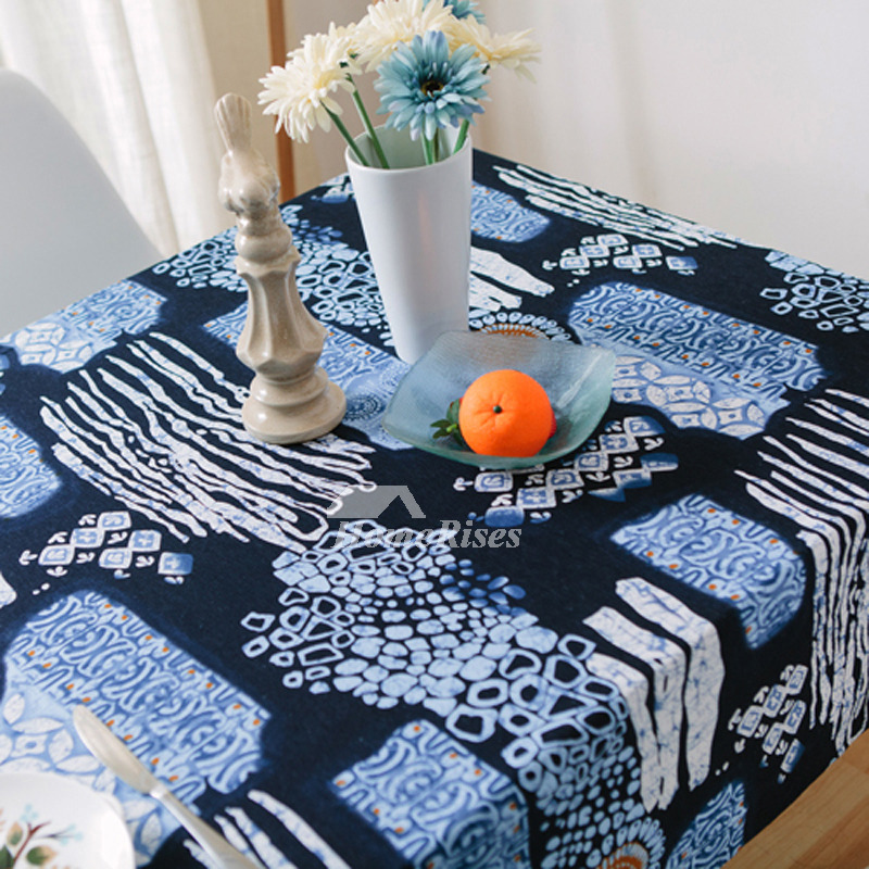 Retro Vintage Tablecloths Cotton Linen Rectangule/Square Colorful