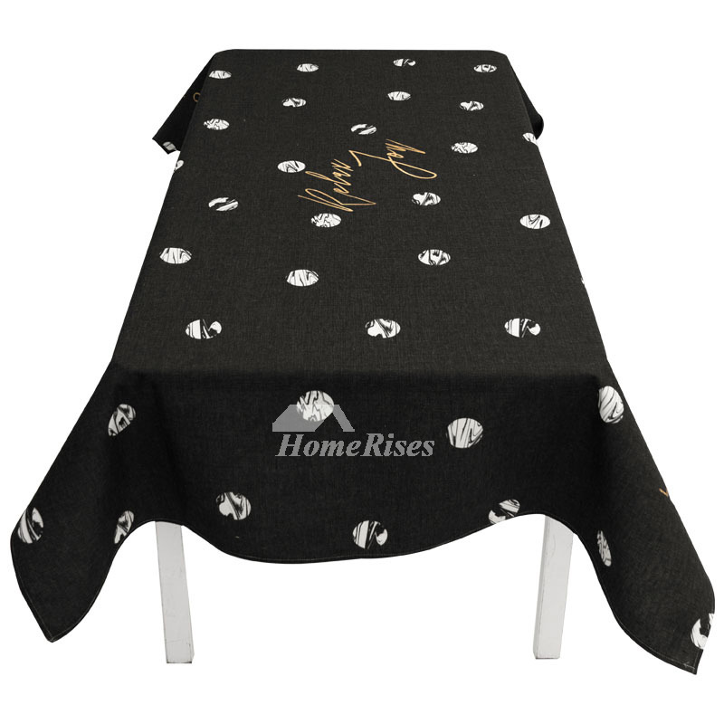 Fashion Rectangle Tablecloth Black/White Square Printed Cotton Linen