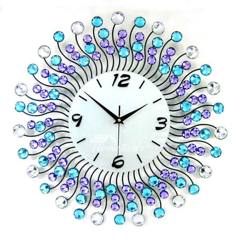 Modern Decorative 20 Inch White/Black/Blue Unique Large Wall Clock
