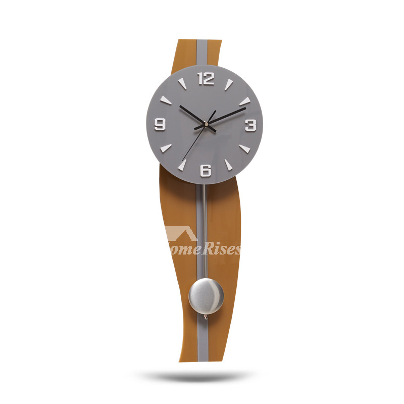 Large Pendulum Wall Clocks Decorative Contemporary Gold/Coffee Big