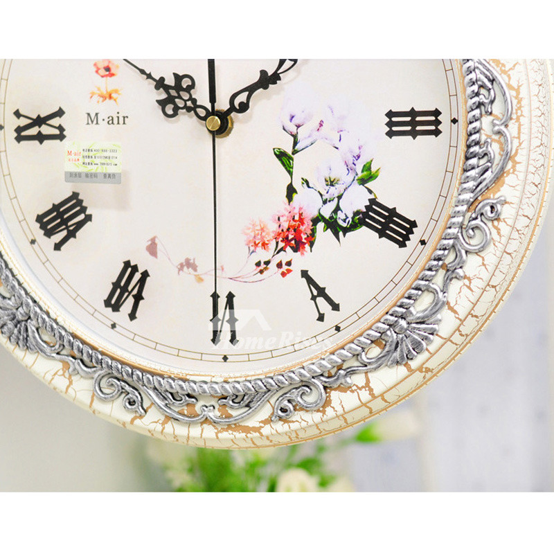 Double Sided Wall Clock White/Brown Rustic Country Nice Living Room