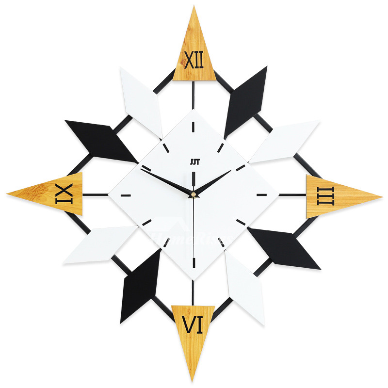 Cool Large Wall Clocks Decorative White Black Metal Silent Unique