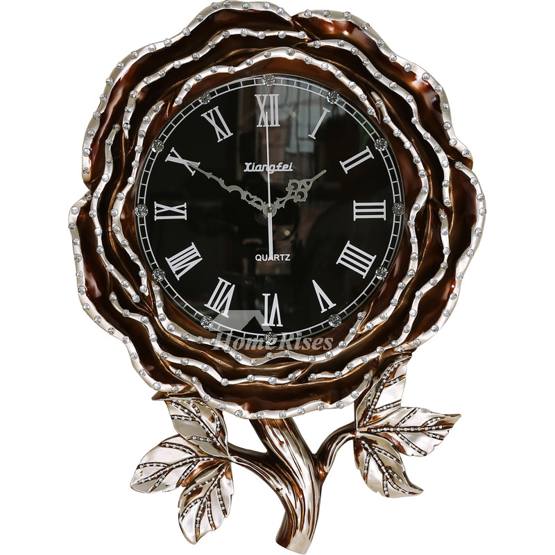 Luxury Wall Clocks Fashion Large Modern Decorative Floral Gold/Silver/White