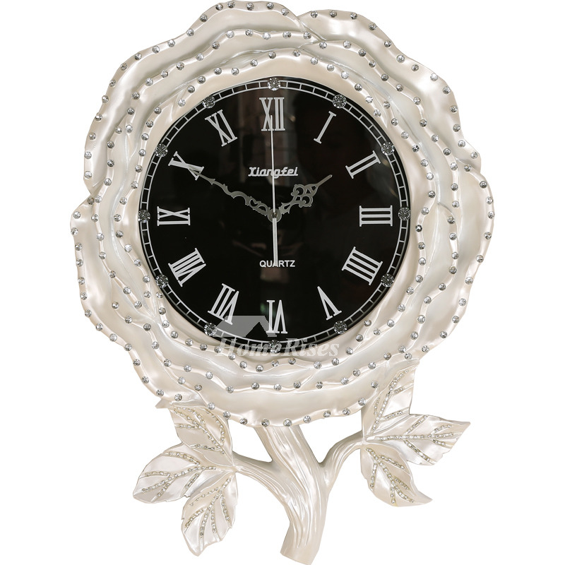 Luxury Wall Clocks Fashion Large Modern Decorative Floral Gold/Silver/White