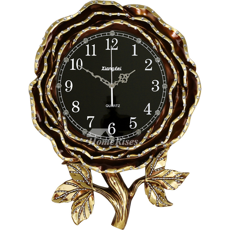 Luxury Wall Clocks Fashion Floral Gold/Silver/White Art Deco Big Rustic