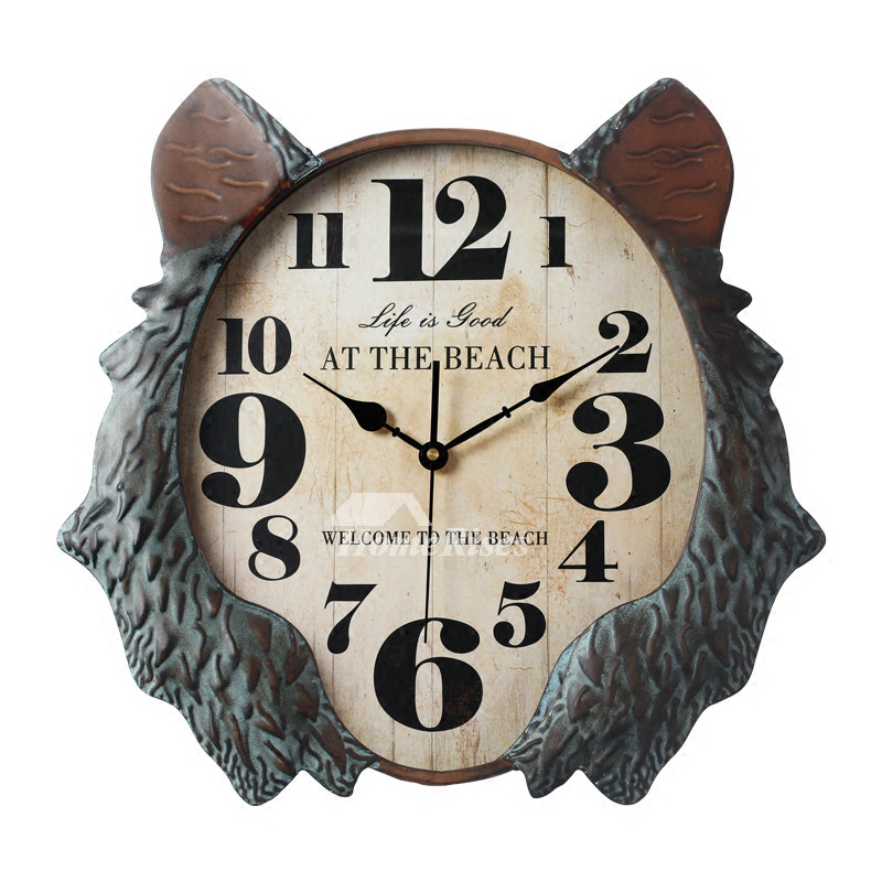 Tiger Decorative Wall Clocks Large Antique Metal Brown Silent Bedroom