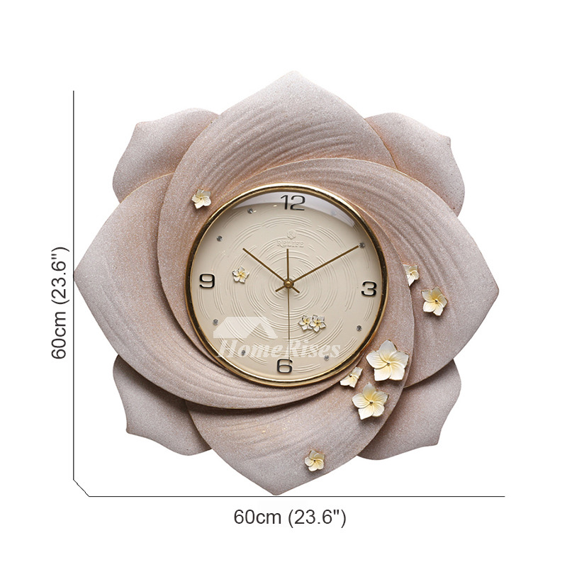 Beautiful Flower Art Deco Wall Clock Large Gold Personalized Living Room