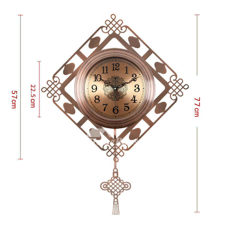 Oversized Wall Clock Decorative Vintage Pendulum Metal Silent Living Room