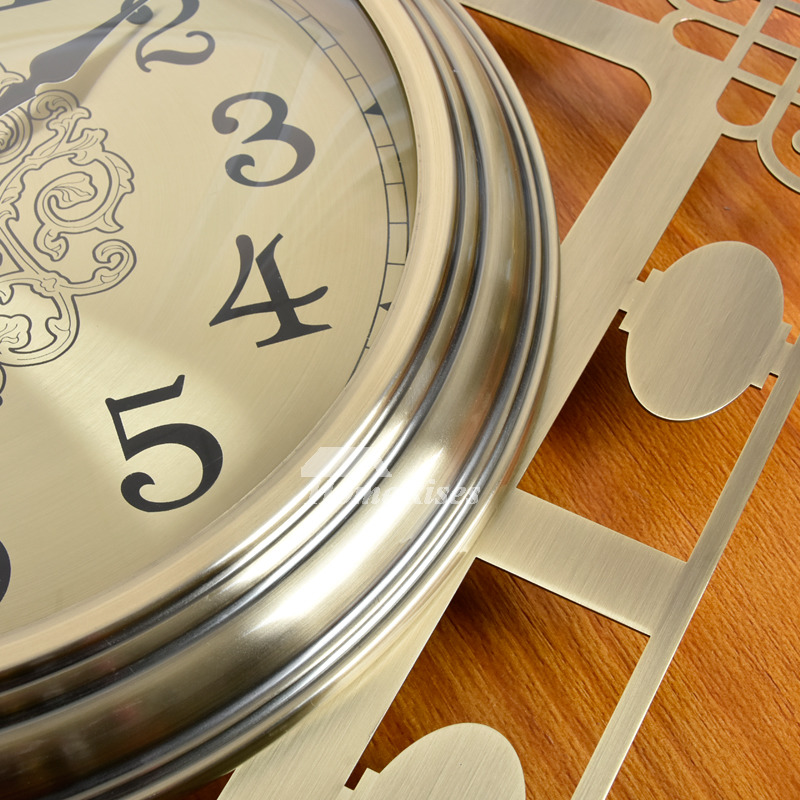 Oversized Wall Clock Decorative Vintage Pendulum Metal Silent Living Room