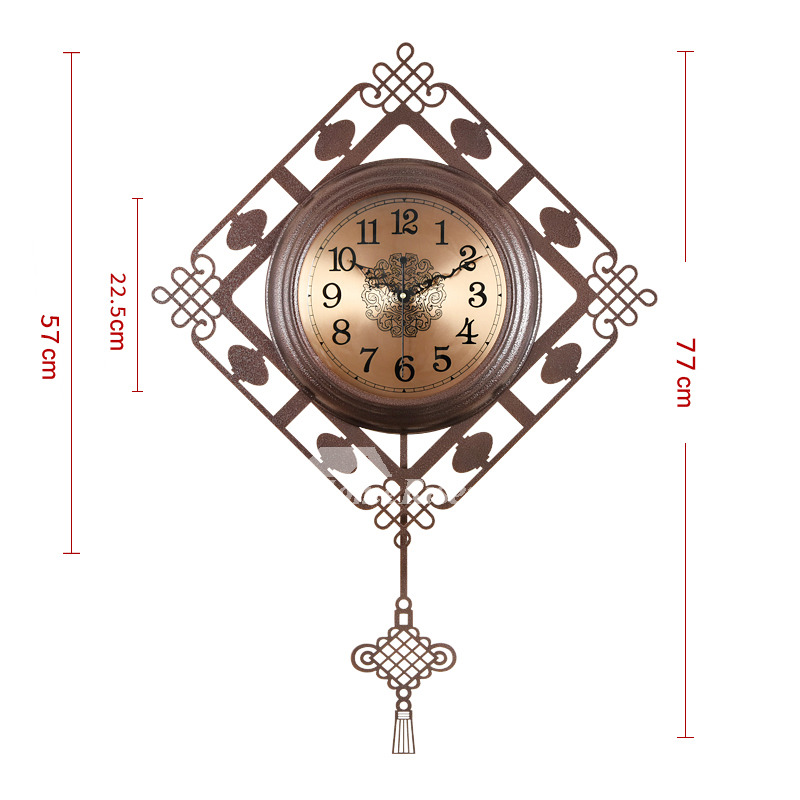 Oversized Wall Clock Decorative Vintage Pendulum Metal Silent Living Room